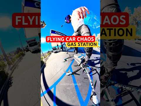 Flying Car Chaos at Gas Station with SkySurfer Aircraft ๐ Flying Drone Vehicle #shorts