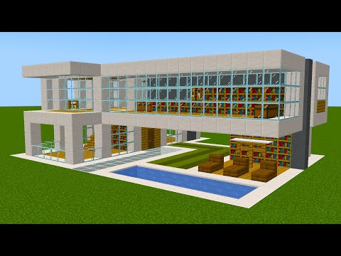 Minecraft - How to build a Modern Mansion with Pool 2