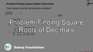 Problem-Finding Square Roots of Decimals