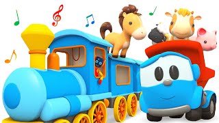 So much fun singing with Leo the truck & farm animals in the blue train! Funny cartoons for kids.