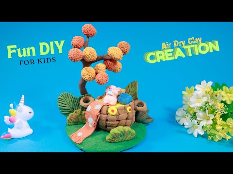 Clay Diorama : Piggy in a Basket | Whimsical Air-Dry Clay Creation | Fun DIY Project For Kids #1