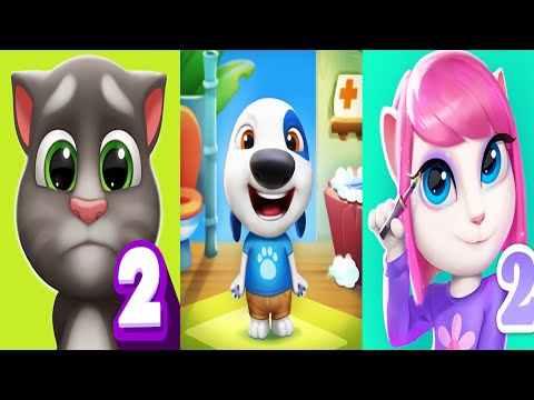 My Talking Tom 2 VS My Talking Hank: lslands VS My Talking Angela 2 Gameplay