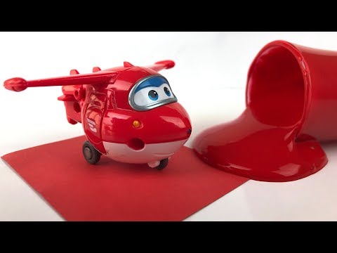 Super Wings Toys and Learn Colors with Finger Paint for Kids