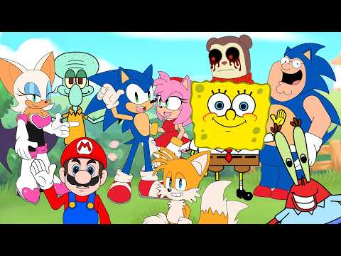 SUPER SONIC AND SPONGEBOB CARTOON CROSSOVER SHORTS