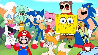 SUPER SONIC AND SPONGEBOB CARTOON CROSSOVER SHORTS
