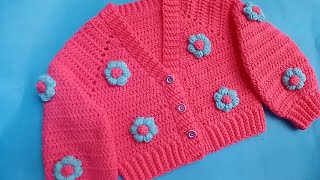 Crochet Cardigan for Beginners/ Crochet Girls Cardigan Tutorial/ Ribbed Sweater