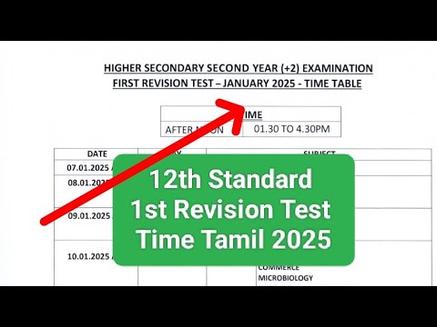 12th Standard 1st Revision Test Time Table 2025 | Tirupattur District