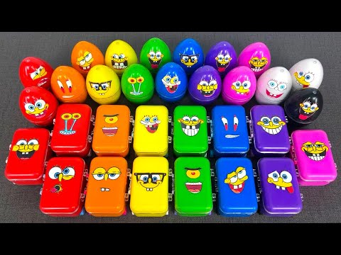 Rainbow Slime Hunt 🌈🧳 Finding SpongeBob Suitcases & Surprise Mini Eggs | Satisfying ASMR Fun