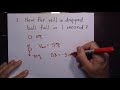 Freefall Motion and Velocity Problems