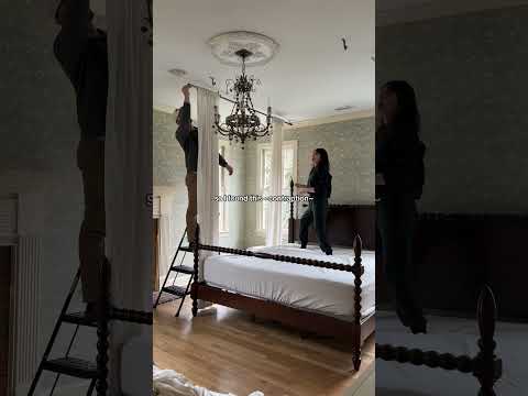 Want a bed canopy without buying a canopy bed? #homedecor #bedroomdesign #bedroommakeover