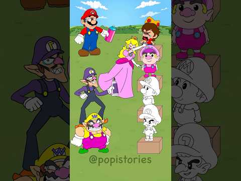 Color Kiss Challenge! Mario vs Waluigi vs Peach New Color Challenge | Mario