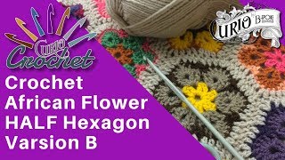 Crochet African Flower Half Hexagon Version B