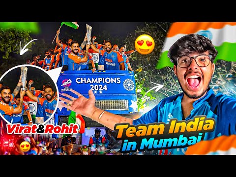 Team India 🇮🇳 in Mumbai Parade 😍| Rohit Sharma , Virat kholi 😨| 5,00,000+ People - Jash Dhoka Vlog