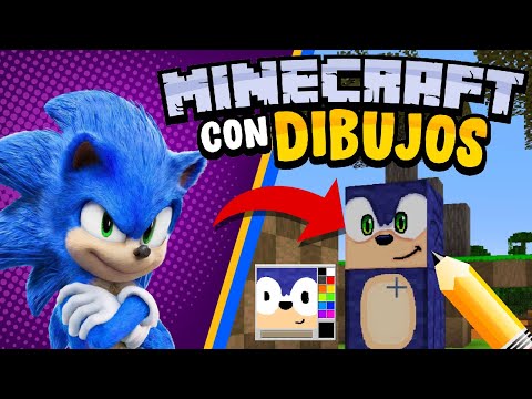 MINECRAFT con DIBUJOS!! Dibujando a SONIC