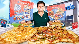 Comparing Dominos Big Big 6 in 1 vs Large The 4 Cheese Pizza!!! Garlic Bread, Paratha Pizza & Coke!!