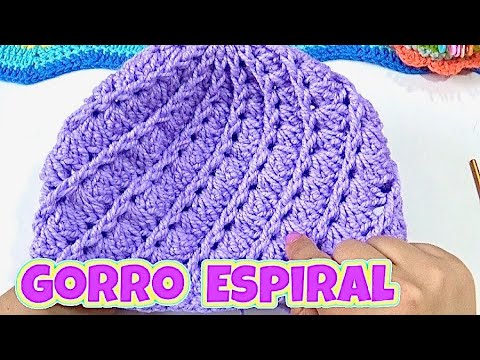 Gorro Punto Espiral en todas las tallas Para principiantes de Crochet