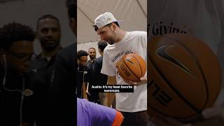 Austin, Luka, & Adou interview local kiddos at the Thanksgiving Feast #Lakers