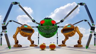 Pacman and Robot Pacman VS Spider Monster Robot