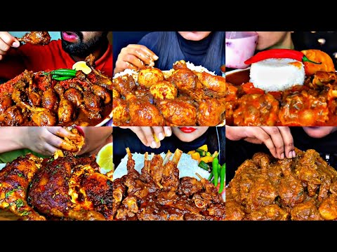 ASMR EATING SPICY CHICKEN CURRY, MUTTON CURRY, EGG CURRY | BEST INDIAN FOOD MUKBANG |Foodie India|