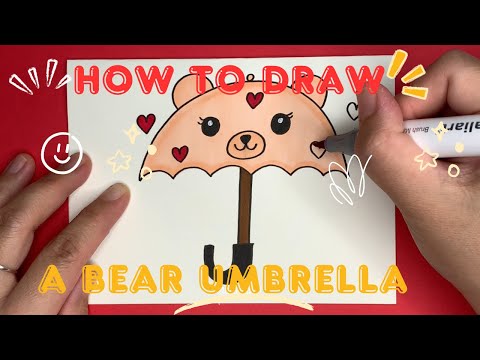 How to Draw a Bear Umbrella 🐻☔️❤️