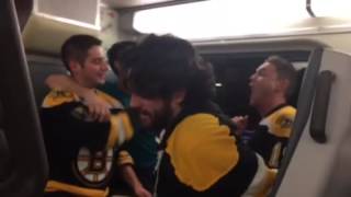 Boston Bruins fans on Caltrain 12/4/2014
