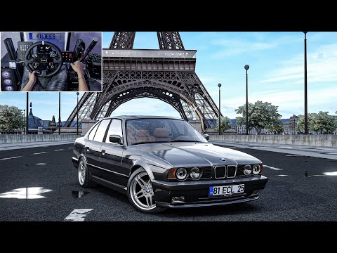 BMW E34 525i in Paris - Assetto Corsa | Steering Wheel Gameplay