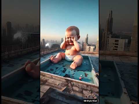 🍼🏊‍♂️ Criança nadava feliz, até o macaco roubar toda a água da piscina! 😭🐒 #ai #piscina #bebê