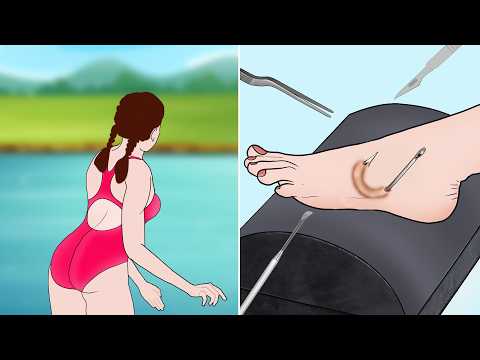 ASMR Remove Fish hook from foot | Severely injured animation