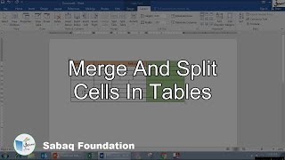 Merge And Split Cells In Tables