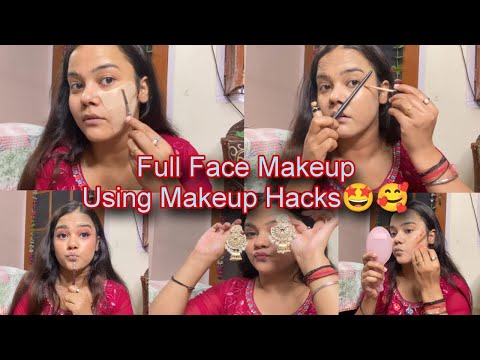 Makeup hacks | full face makeup using makeup hacks | #viralmakeuphacks trendinghacks #newmakeuphacks