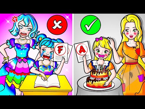 [🐾paper doll🐾] Poor Rapunzel vs Rich Amy Family in School Life | Rapunzel Family 놀이 종이