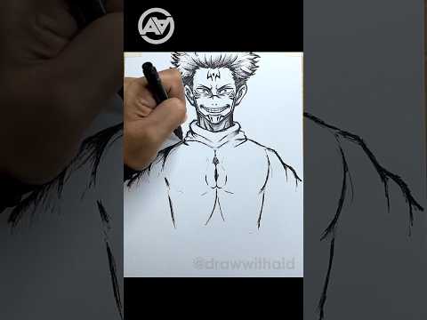 How to draw SUKUNA 🔥 #drawing #art #shorts #sukuna #jujutsukaisen #anime #fanart #jjk #manga #howto