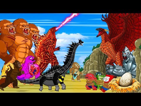 King kong vs Godzilla Giant MONKEY, Brachiosaurus, Shin in the cave Various Titan Animation Cartoon!