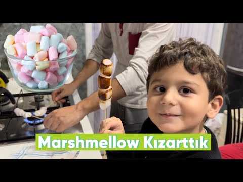 MARSHMALLOW KIZARTMASI YAPTIK | AYAZ VE DOĞU TADINA BAYILDI | EĞLENCELİ ÇOCUK VİDEOSU #marshmallow