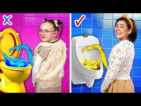 Rich Kid VS Poor Girl - Gadgets Vs Hacks || Cool Toilet Tips & Funny Situations