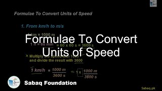 Formulae To Convert Units of Speed
