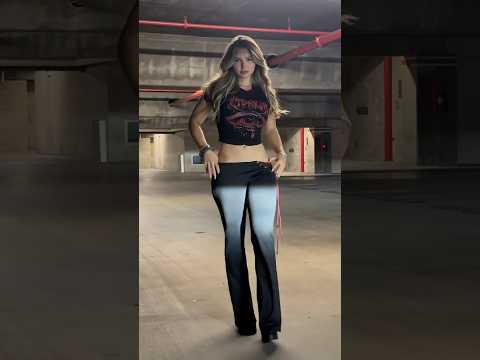 Black Crop Top & Flared Pants Street Style