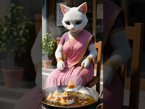 Female cat making samosa in unique style #ai #cat #samosa