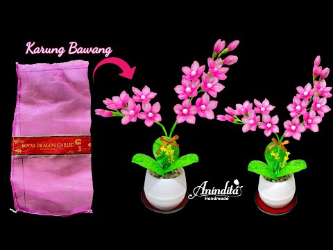 Bunga Hias Dari Karung Bawang//Daur ulang karung bawang //kantong bawang//kreasi barang bekas//DIY