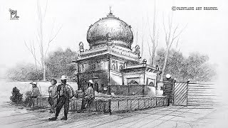 Practice Scribble Drawing Old Building with Pencil Sketch and Shading