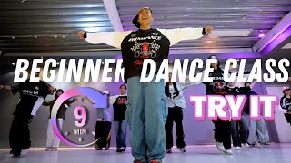 9 mins beginners hiphop dance class warm up for you to follow along at home!