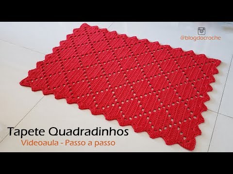 Tapete Quadradinhos em crochê fácil  - Tapete retangular Passo a passo completo!