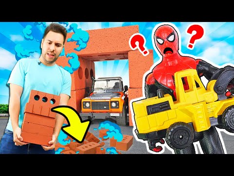 ¡Spiderman construye un garaje para su coche! Taller de reparaciones con Eduardo