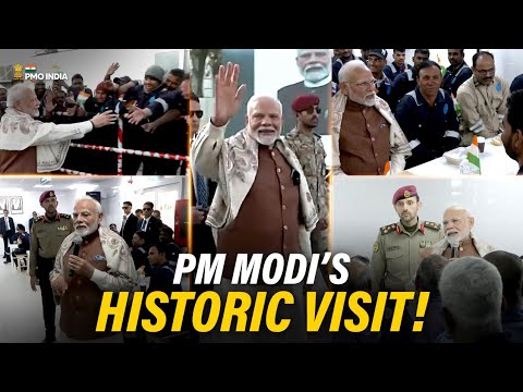 Prime Minister Narendra Modi visits Gulf Spic Labour Camp in Kuwait