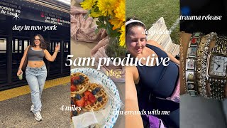 5am productive day in my life🫧 4 miles, day in nyc, deep clean reset, taking care of my body & more 
