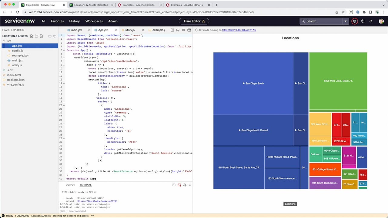 Asset Workspace with React app in ServiceNow - prototyping with Flare