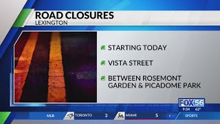 More roads closing in Lexington on Monday