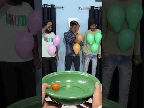 Put The Ball In Bucket With Pop Balloon Challenge #shorts