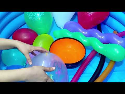 Balloons Swimming Tub color bowl water balloon snake balloon color ballon popping balloons Video #16