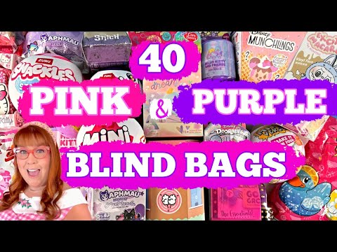 💜💗 UNBOXING 40 PINK & PURPLE BLIND BAGS AND BLIND BOXES! LABUBU! MINI BRANDS! DOORABLES!